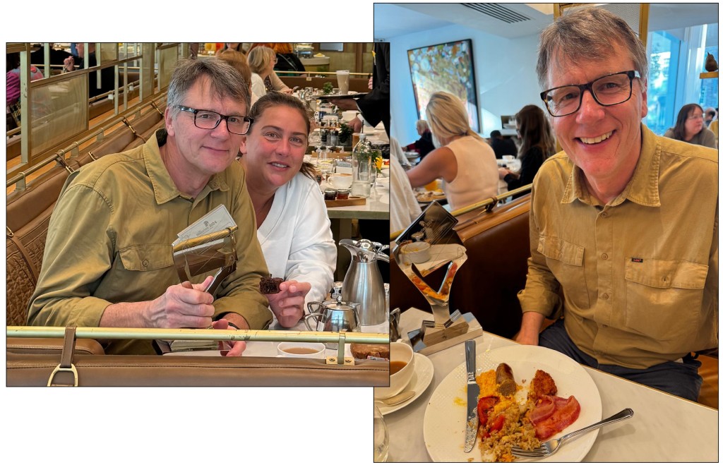 Above: Nigel made sure he kept hold of the trophy at breakfast this morning, and with House of Cards sales manager Lisa Riley