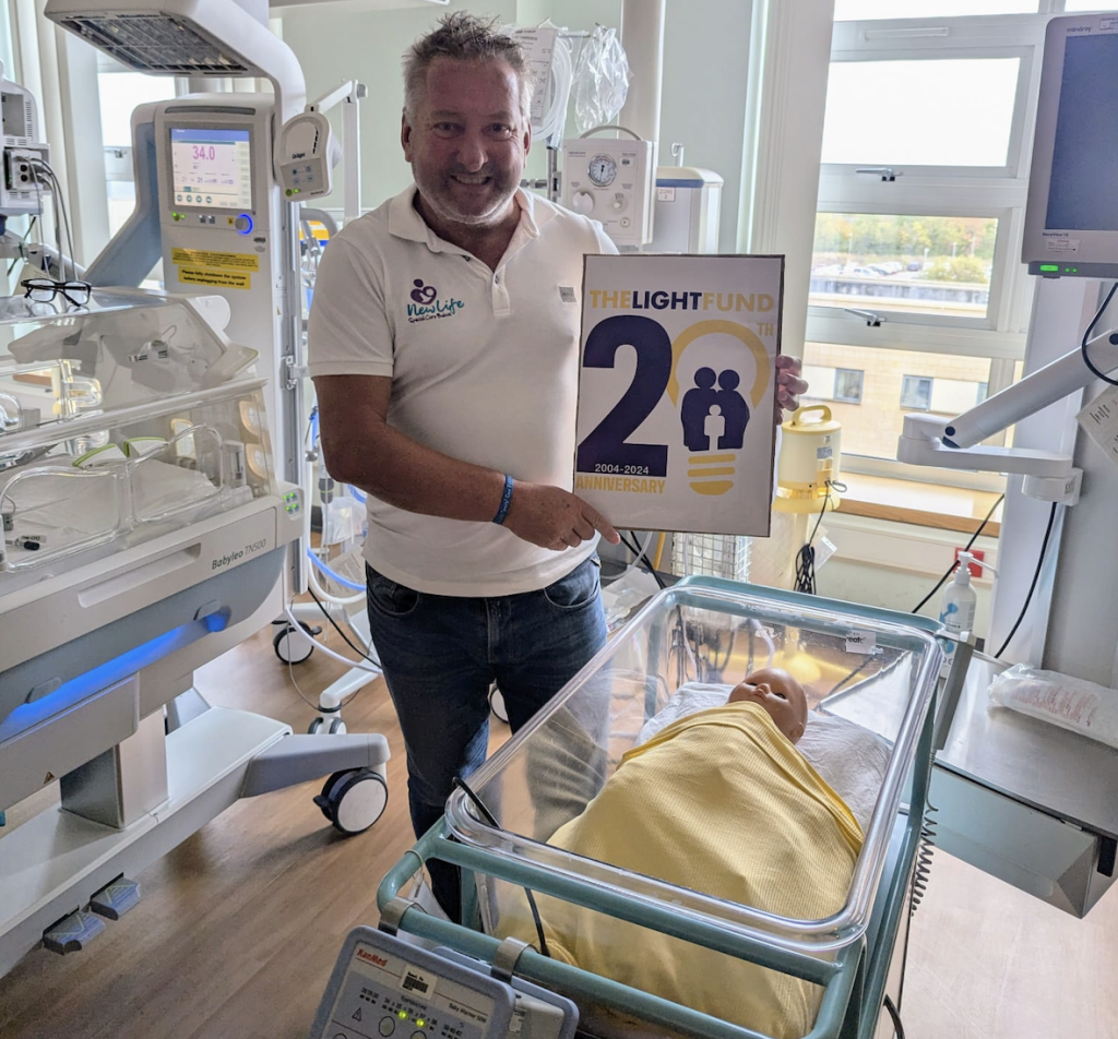 Above & top: Trevor Goodall, founder of the New Life Special Care Babies charity, recently delivered a hot cot to Leicester Hospital to save lives of premature babies, just one of the beneficiaries of The Light Fund’s fundraising