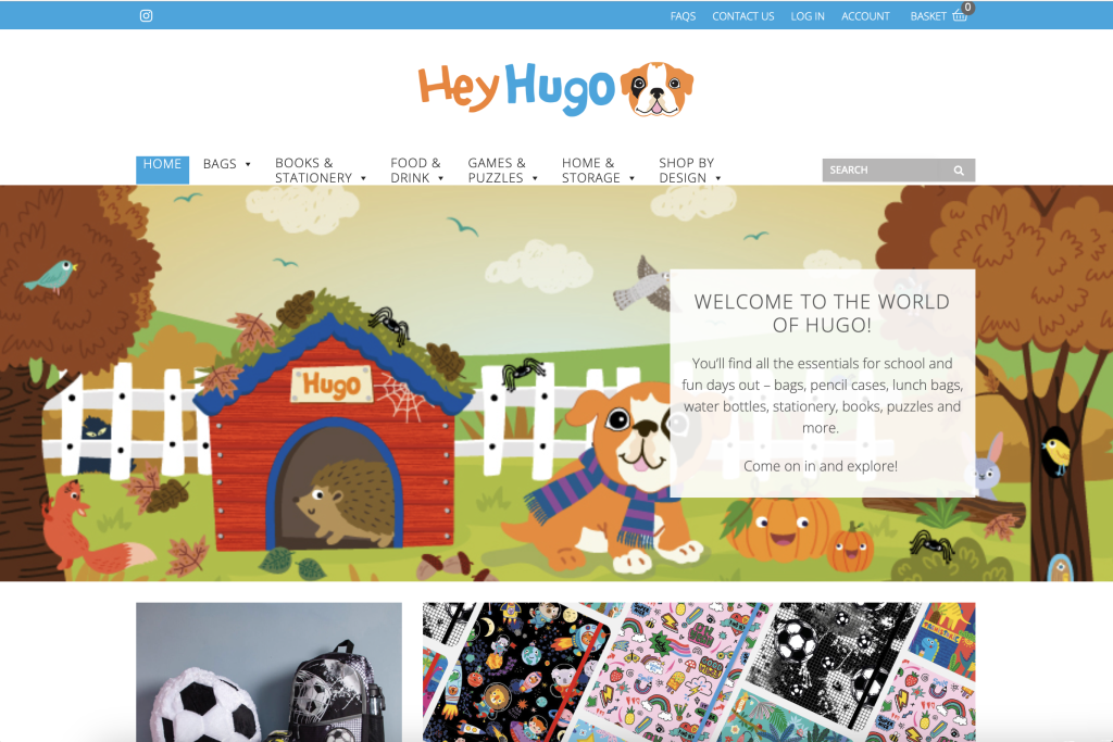 Above: There’s a separate website for the new Hey Hugo brand