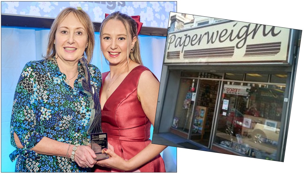 Above: Deb and daughter Jess were very pleased with The Retas Award for Best Greeting Card Retailer Wales in the summer