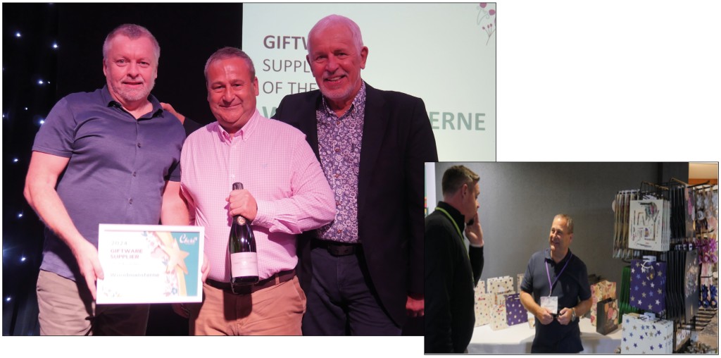 Above: Woody’s Mark Curtis and Mark Timlett collected the trophy from Terry Maywood (right), non-executive chairman of Choice Marketing (Image: Garden Trade News)