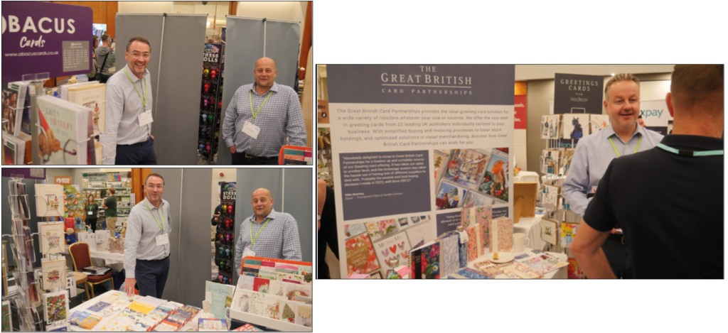 Above: Abacus Cards’ MD Nick Carey and Martin McGonagle from GBCC on their stands at the show (Images: Garden Trade News)