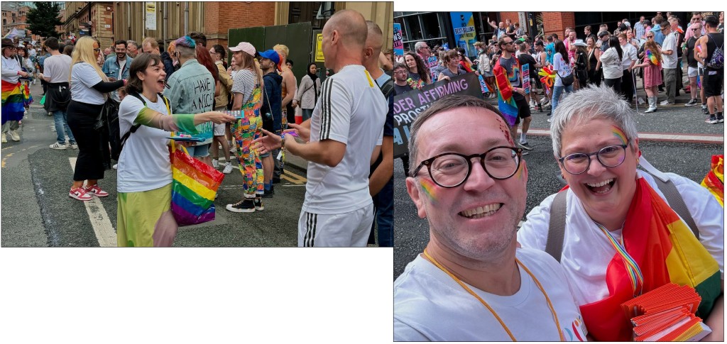 Above: Dean and Stationery Supplies owner Sarah Laker had a ball at Pride and the crowd loved the free cards