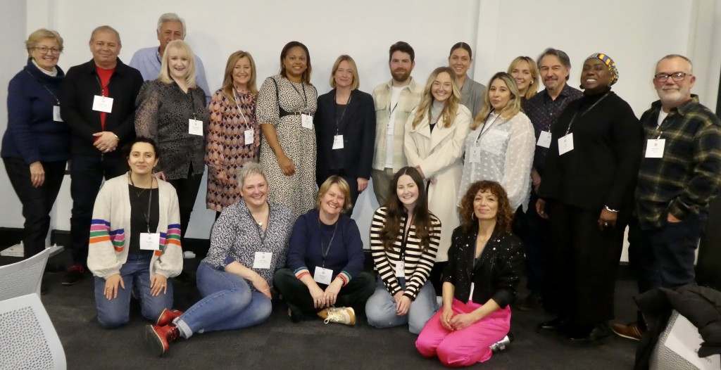 Above: The Dragons of 2024 – (back row from left) Liz Killick, Calladoodles; Miles Robinson, House of Cards; David Colman, Only Place for Pictures; Kaye Thurgood, Sincerely Yours; Andrea Pinder, Presentation; Shannon Fisher, Postmark; Kerry Nicholls, John Lewis; Jason Billings-Cray, John Lewis; Charlotte Green, Cardfactory; Laura Clarke, Scribbler; Vicky Joshi, Cardfactory; Tim Reynolds, Medici Gallery; Anita Thorpe, Diverse; and Sean Austin, Austin & Co; (front row from left) Priya Aurora-Crowe, Lark; Sarah Laker, Stationery Supplies; Sally Matson, Red Card; Shar Grothier, Sainsbury’s; and Nilou Noorbaksh, Jumping Bean.