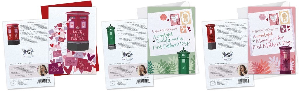 Above: Two For Joy’s new designs feature Louise’s post box passion