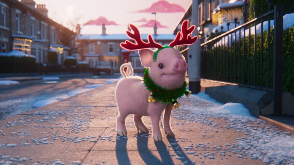 Above & top: Antlers and tinsel make the Moonpig into a festive icon