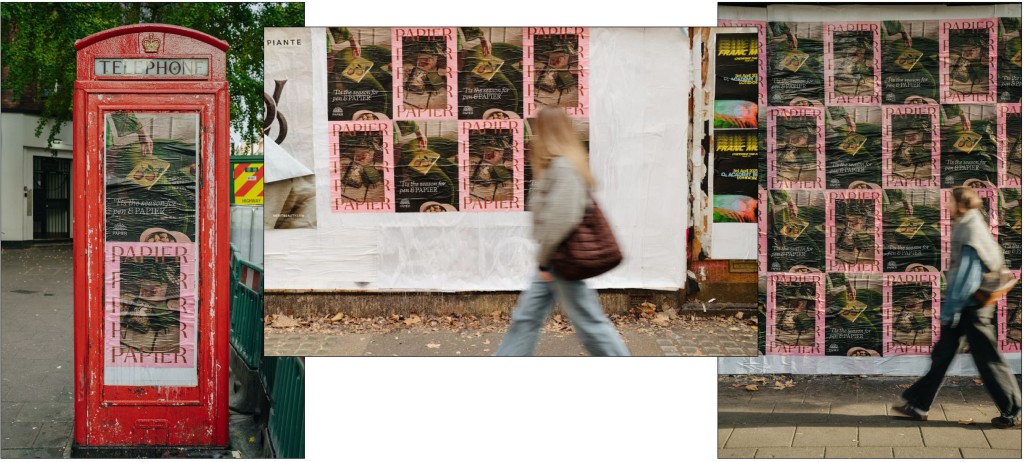 Above: The guerrilla ad campaign has London plastered with pink posters