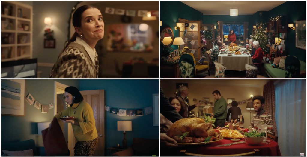 Above: Christmas greetings feature in the ads from John Lewis (top left), Morrisons (top right), Waitrose (bottom left) and Tesco