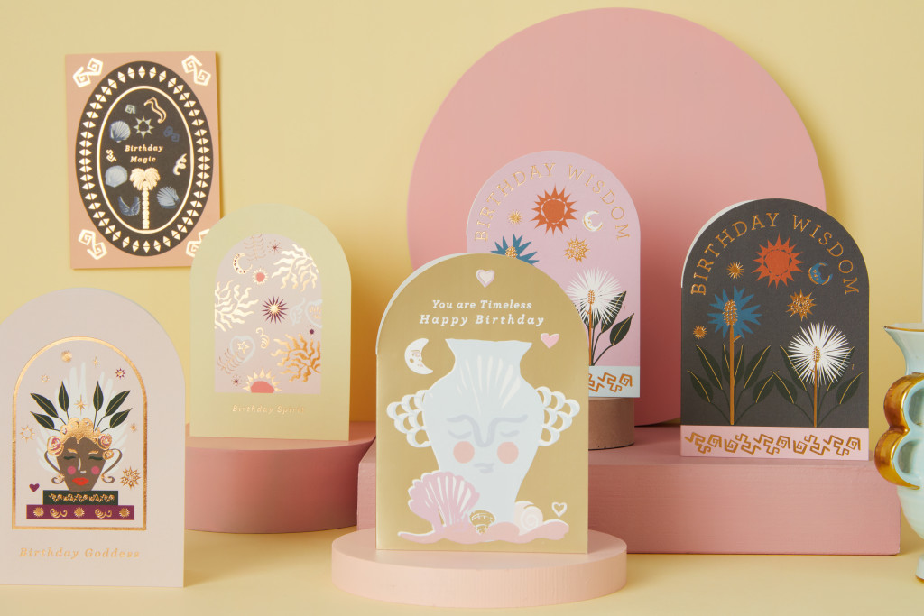 Above: The new Type And Story collection from Cath Tate Cards has foil and die-cut details