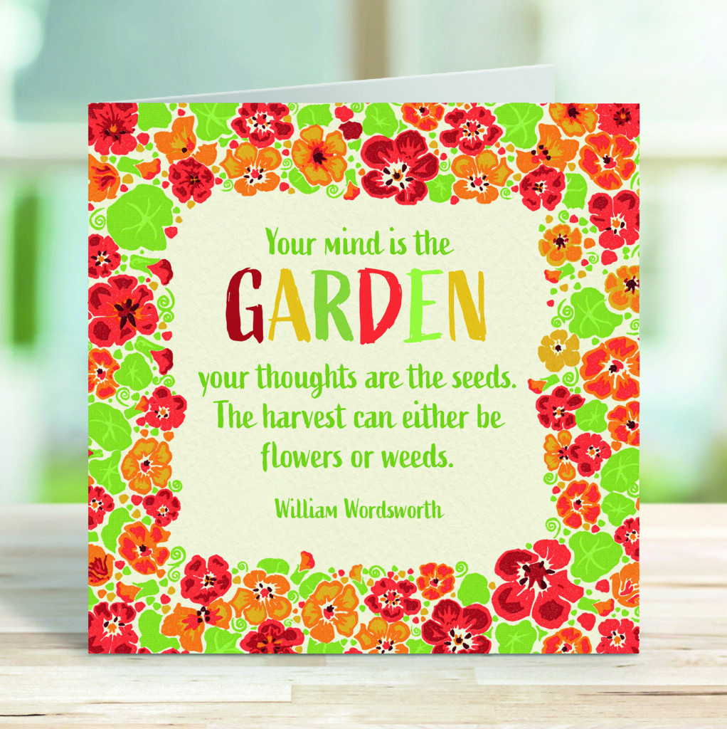 Above: A design from Pennychoo’s new Cottage Garden Quotations collection