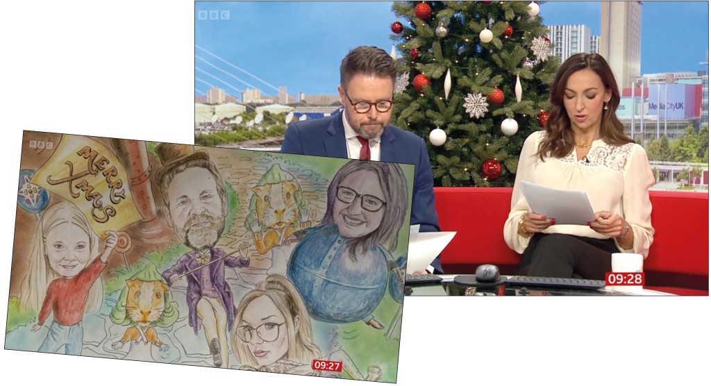 Above: Presenters Jon and Sally read out viewers’ responses and showed this personal drawing