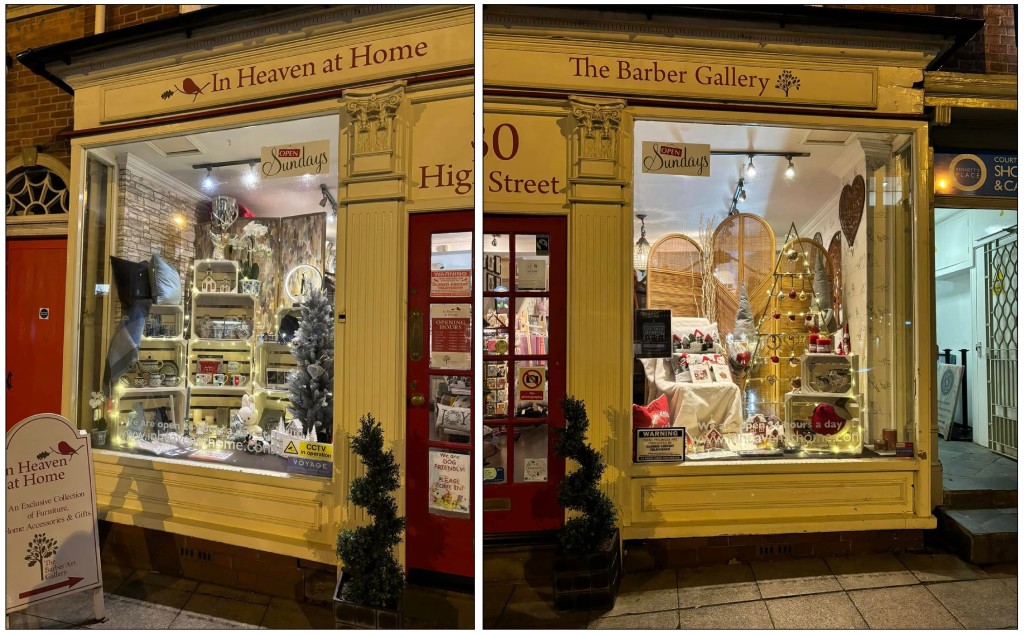 Above: Silver, cream and blues make up the colour scheme for the two windows at Market Harborough’s In Heaven At Home